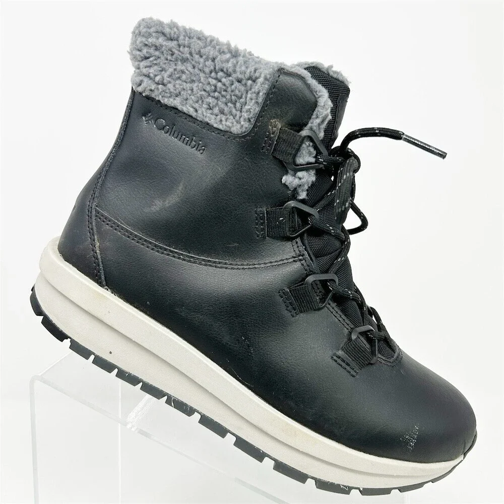 Columbia Moritza Snow Boots Black Gray Waterproof Insulated Lace Up Size 8